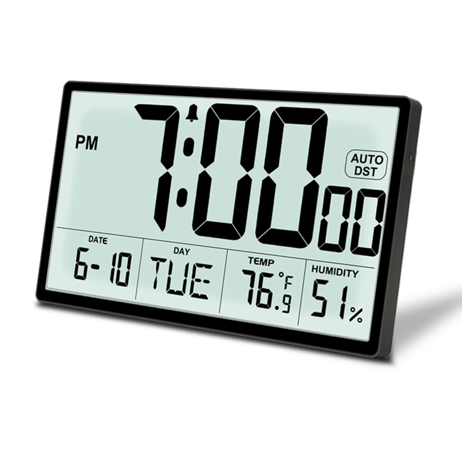 Horloge murale numérique à double puissance, fonctionne avec USB et piles, rétroéclairage réglable, température et humidité automatique DST, horloge murale de bureau noire