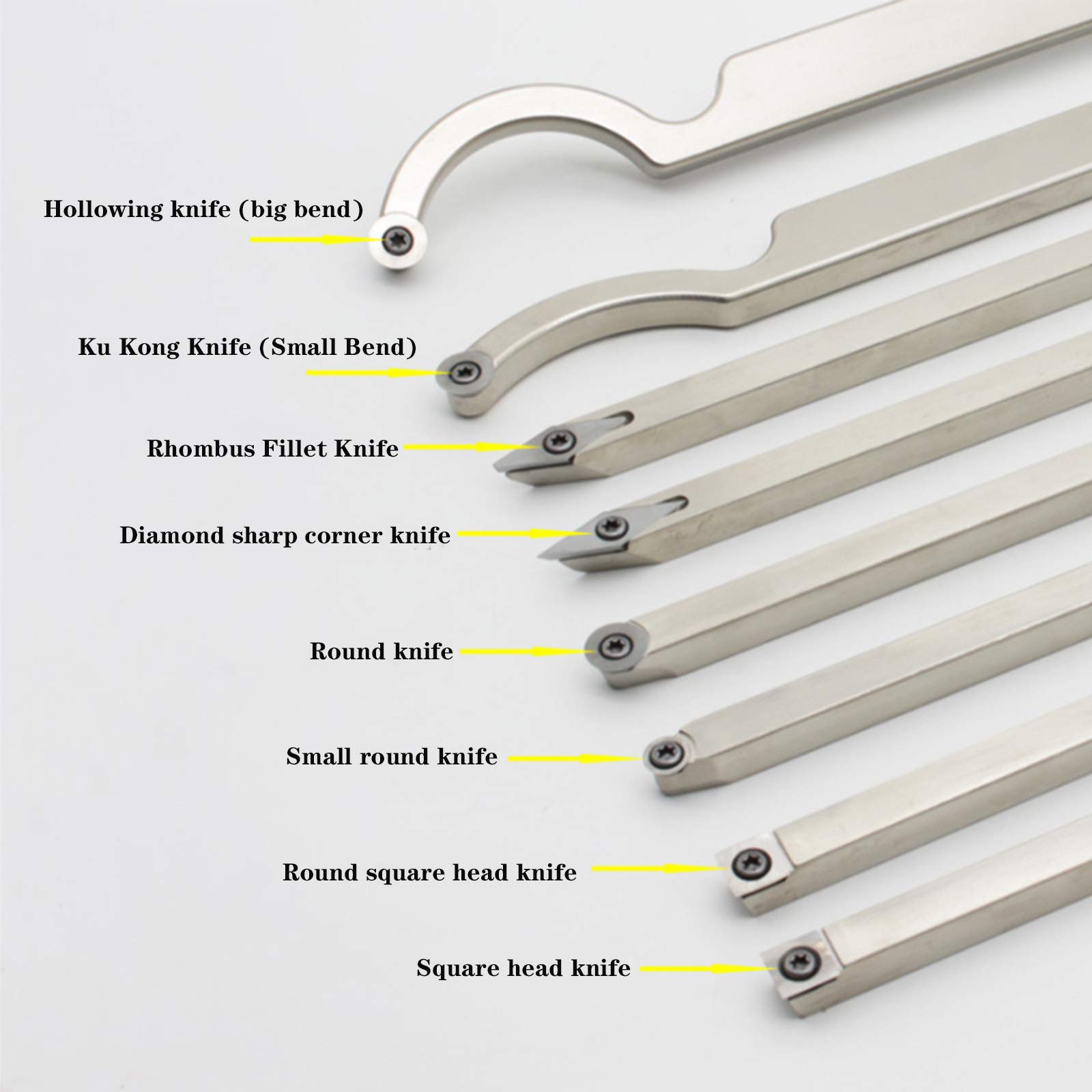 Scalpello, Utensili per Tornitura Del Legno Manico per Scalpello per Tornio con Punta in Metallo Duro per Hobbisti Del Legno/Golden Alloy Aluminum Handle