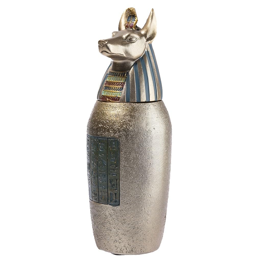 lachineuse – 4 jarrones canope egipcios – jarrones Decorativos de 21 cm – Objetos Decorativos de Egipto Antiguo – Estatua de faraones – Anubis, Horus, Hapi – Idea de Regalo para decoración de urna –
