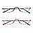 KoKoBin New Upgrade Half Reading Glasses-2 Pair Half Rim Metal Frame Glasses Spring Hinge Readers for Men and Women,Red and Brown 1.00