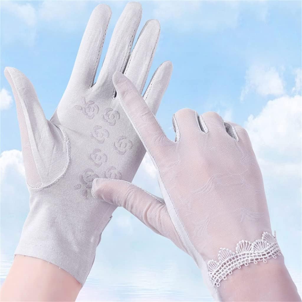 HBJWOV Gloves Women's Thin Ice Silk Driving and Riding Breathable Elastic Lace Touch Screen