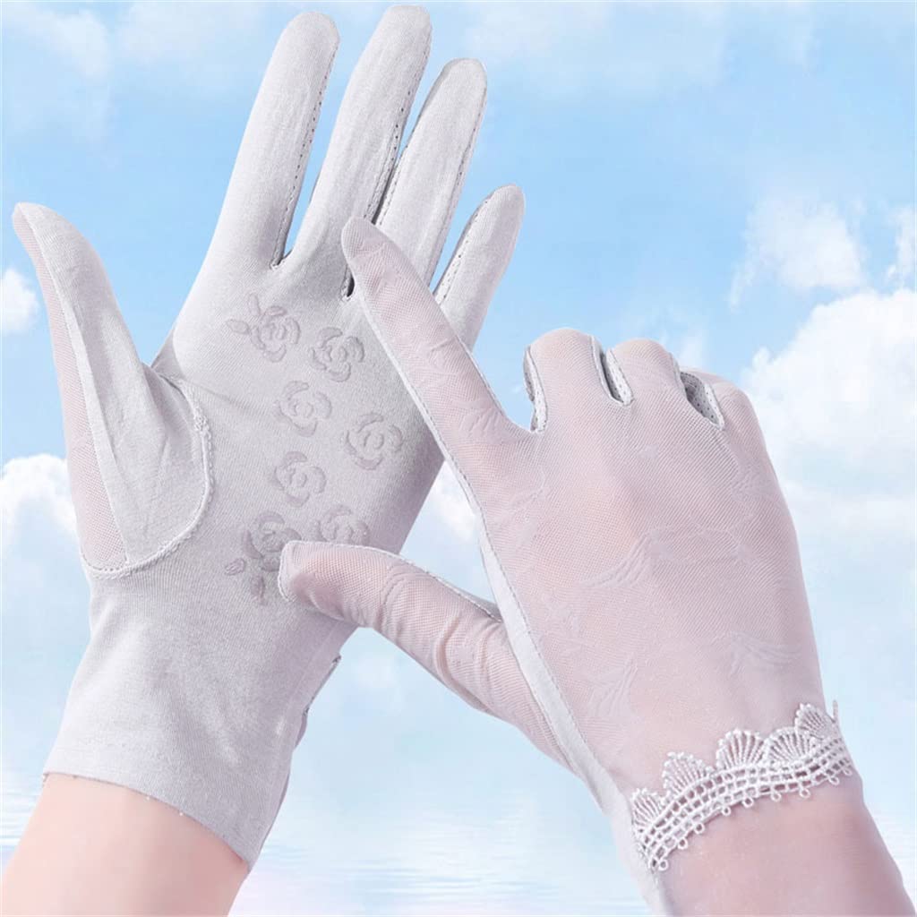 Gloves Women's Thin Ice Silk Driving and Riding Breathable Elastic Lace Touch Screen