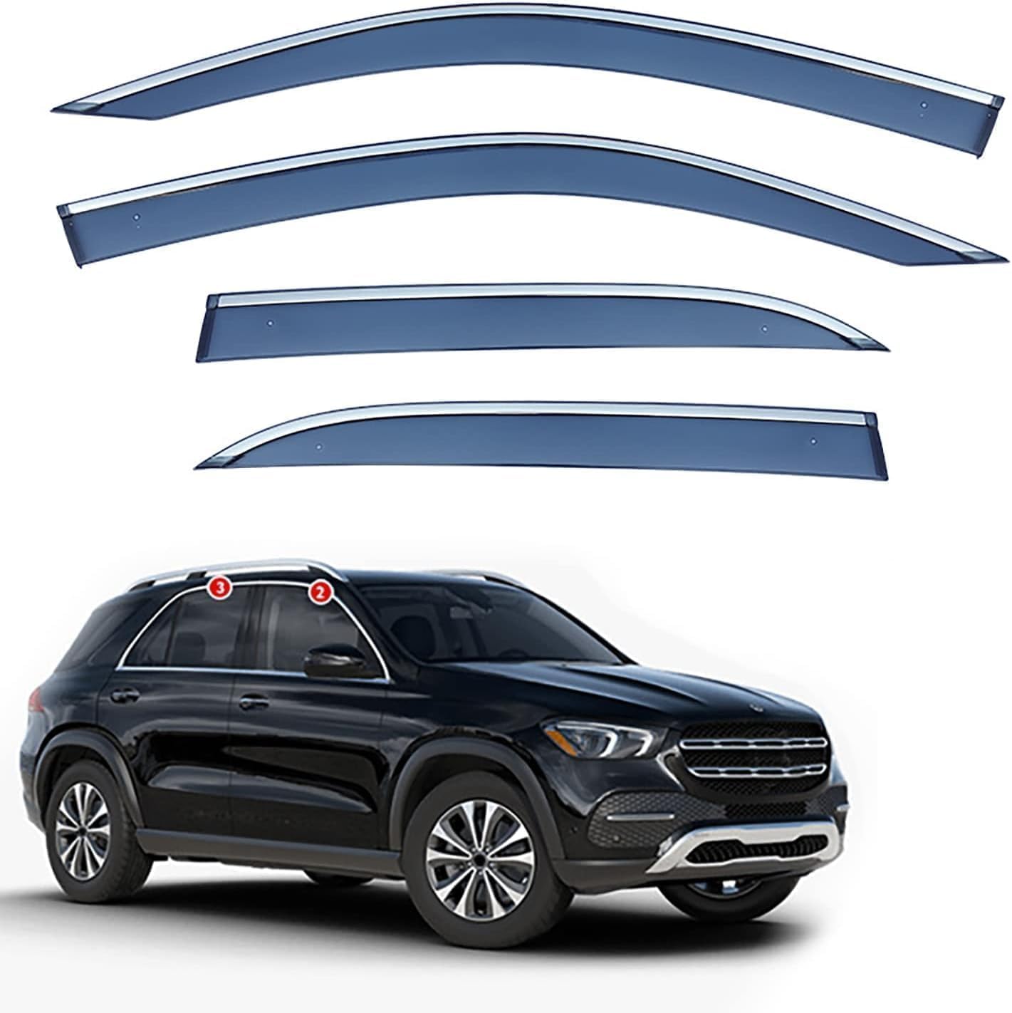 PANXUC Car Wind Deflectors for Benz GLE-Class MK4-W167 2020, Side Window Wind Rain Deflector Window Visor Sun Rain Guard Smoke Guards