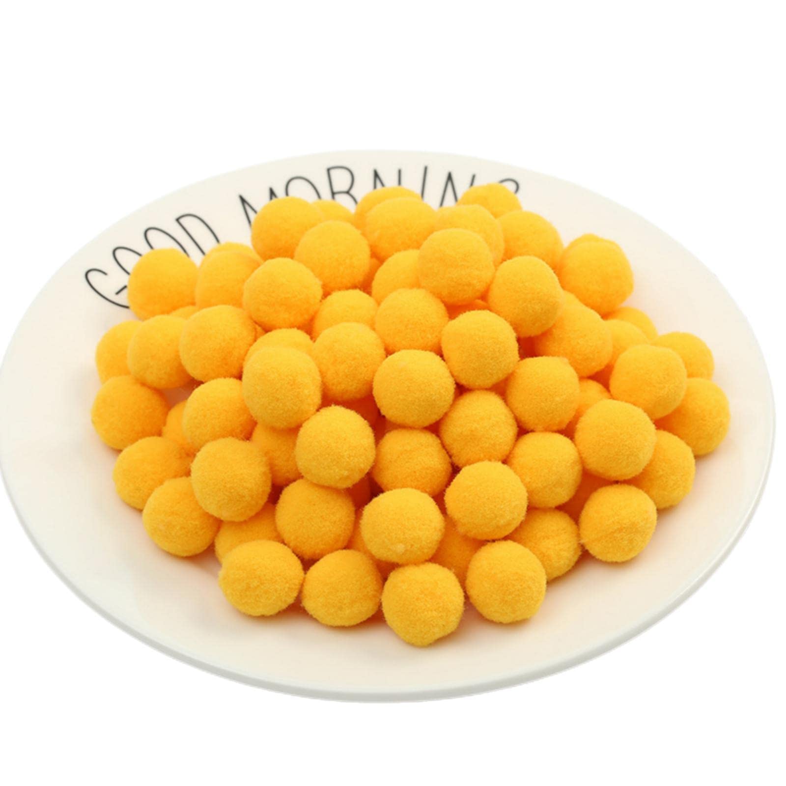 120 Pieces 15mm Craft Pom Poms Fuzzy Ball Cotton Rainbow Ball Easter Festive Pom Poms Self Adhesive Pompoms Fluffy Mini Pom Pom Balls Pompoms Ball for Jewelry Making Clothing Appliques (18_ Golden)