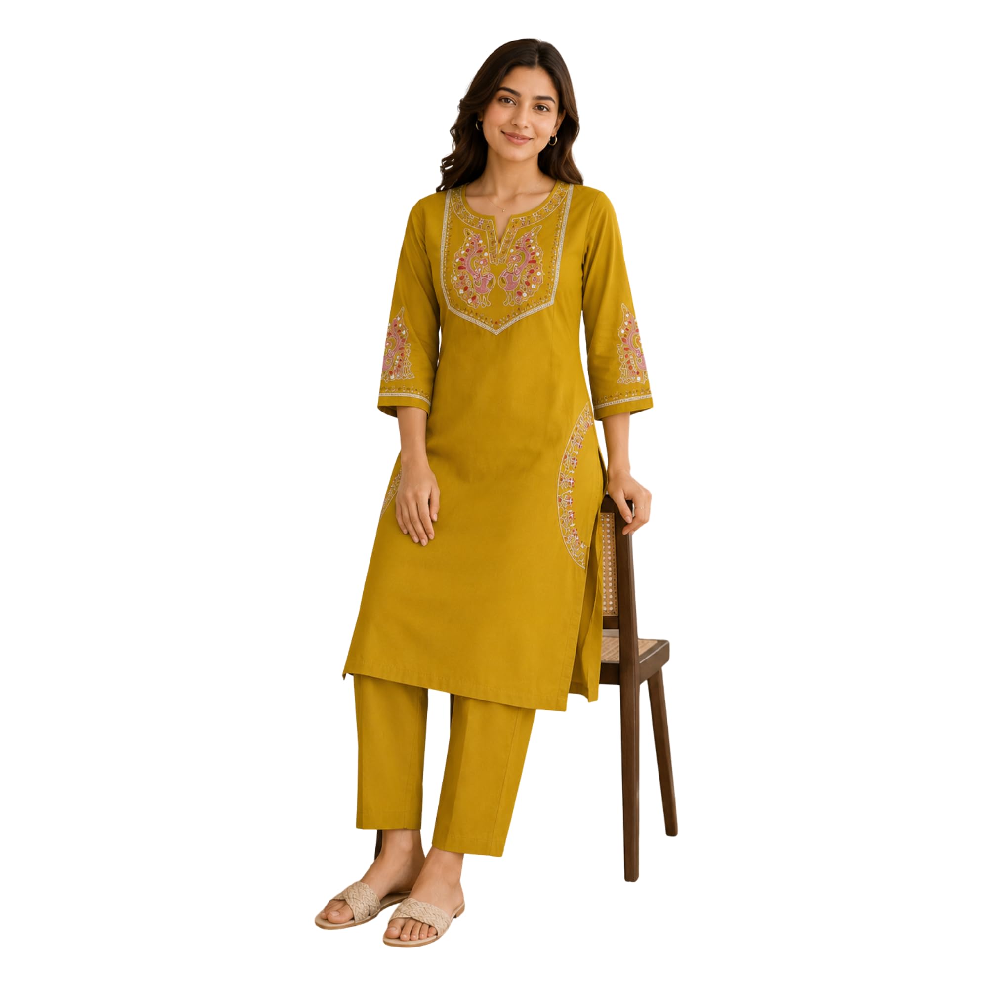 Women Yellow Rayon 2 Piece Co-ord Set XL | Stylish Kurta Pant Cord Set for Women | Casual Wear, Office Wear, Daily Wear & Ethnic Fashion-image-16