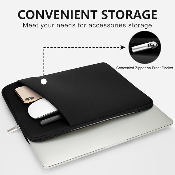 Laptop Sleeve Case with Zipper Accessory Pocket Compatible with 15 to 16 inches MacBook HP Dell Asus Padded Computer Pouch Cover Shockproof Protective for 15 to 16 Laptop/Chromebook/Tablet