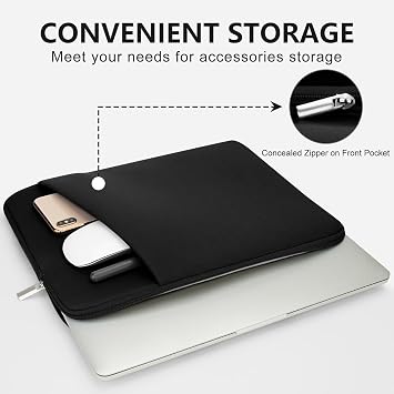 Fermuarlı Dizüstü Bilgisayar Kılıfı Aksesuar Cepli 15 ila 16 inç MacBook HP Dell Asus Dolgulu Bilgisayar Kılıfı Kapak Darbeye Dayanıklı Koruyucu 15 inç - 16 inç Dizüstü Bilgisayar/Chromebook