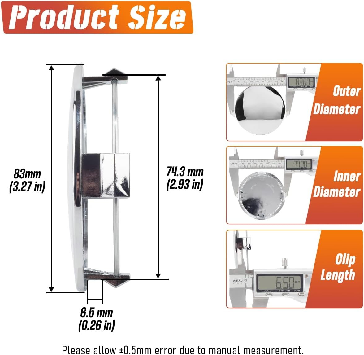 4Pcs 83mm(3.27in) Wheel Center Caps Wheel Rims Replacement C32-TOY/ C32C-TOY Chrome Hub Caps, Compatible with Tacoma Tundra Sequoia Rim Caps