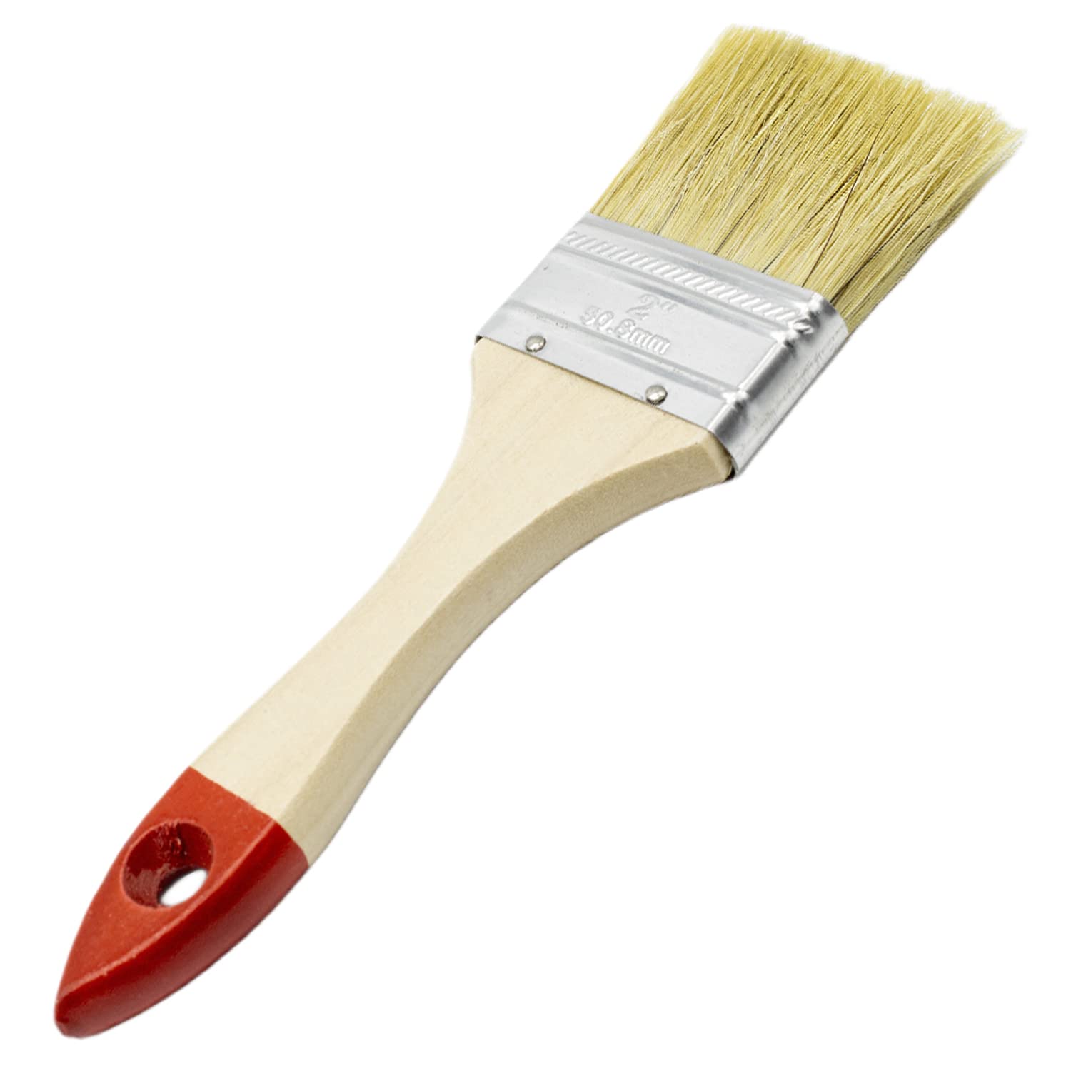 CABLEPELADO Paletina Pintura | Brocha Pintura | Pincel Pintura | Mango Madera Color Rojo | Doble cerda | Apto para Mueble, Paredes, Vallas | 50 mm Ancho cerda