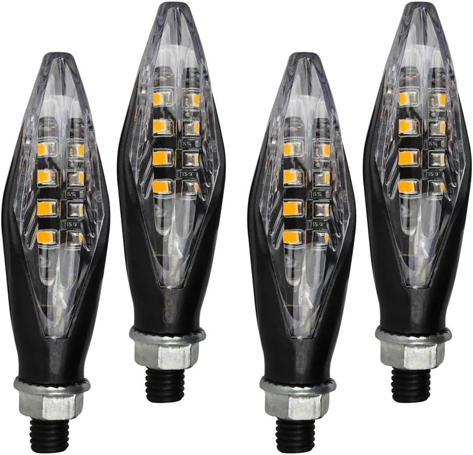 Pivalo PVTSLB4 Shark Style LED Side Indicator Light Universal Front Rear Turn Signal Lamp Waterproof Daytime Running Blinker for Bikes and Motorcycle (Blue & Yellow, 4 PCS)