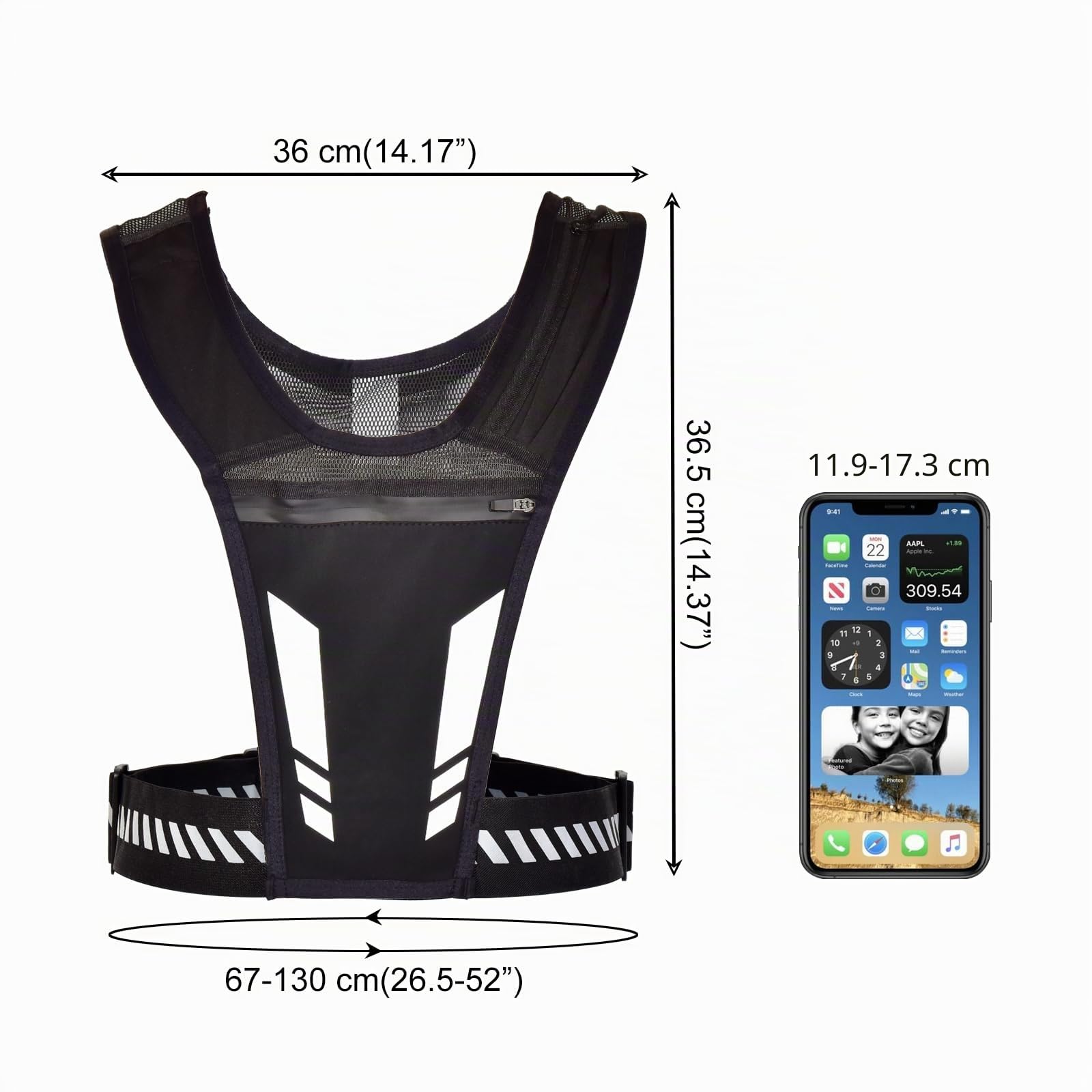 Gilet Running Impermeabile Riflettente con Porta Cellulare per Uomo Donna Jogging