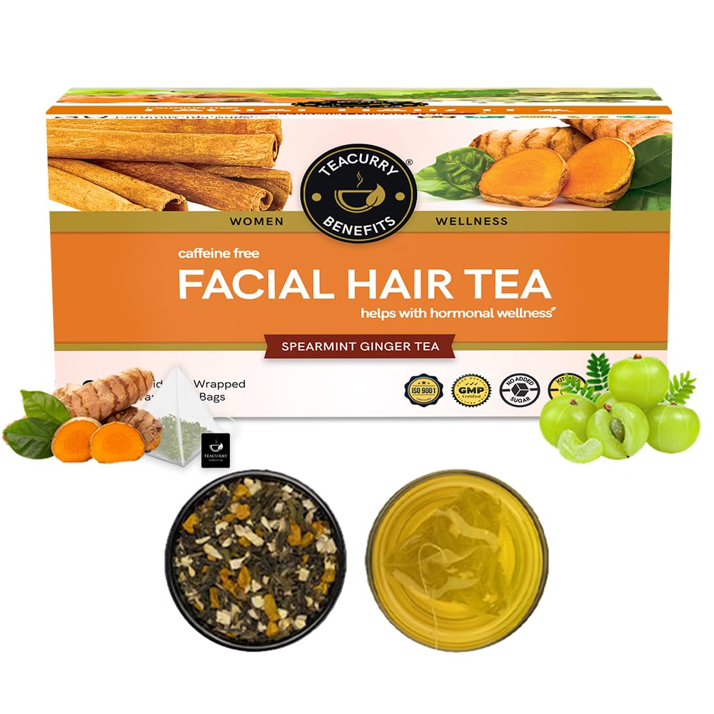 Facial Hair Tea (1 Month Pack, 30 Tea Bags) - Helps With Unwanted Hair Hair Removal And Facial Hair Removal - 100% Natural Ingredients, Herbal Tea, 60 Gram