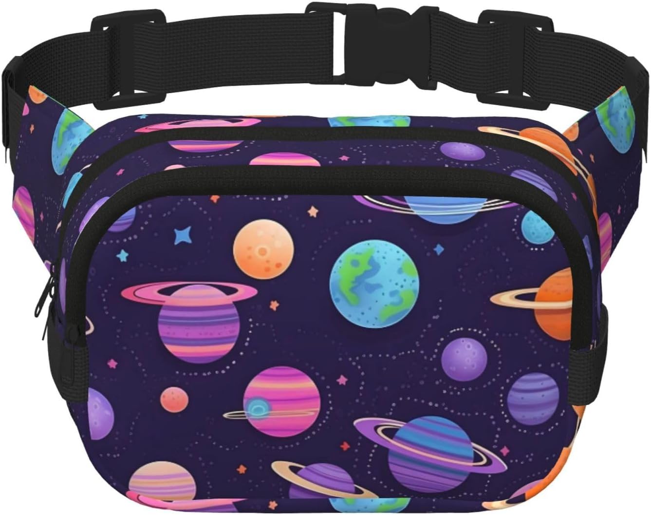 Colored Planets Space Pattern Fanny Pack for Women Men Fashion Waist Packs with Adjustable Strap Crossbody Belt Waist Bag for Hiking Running Travel