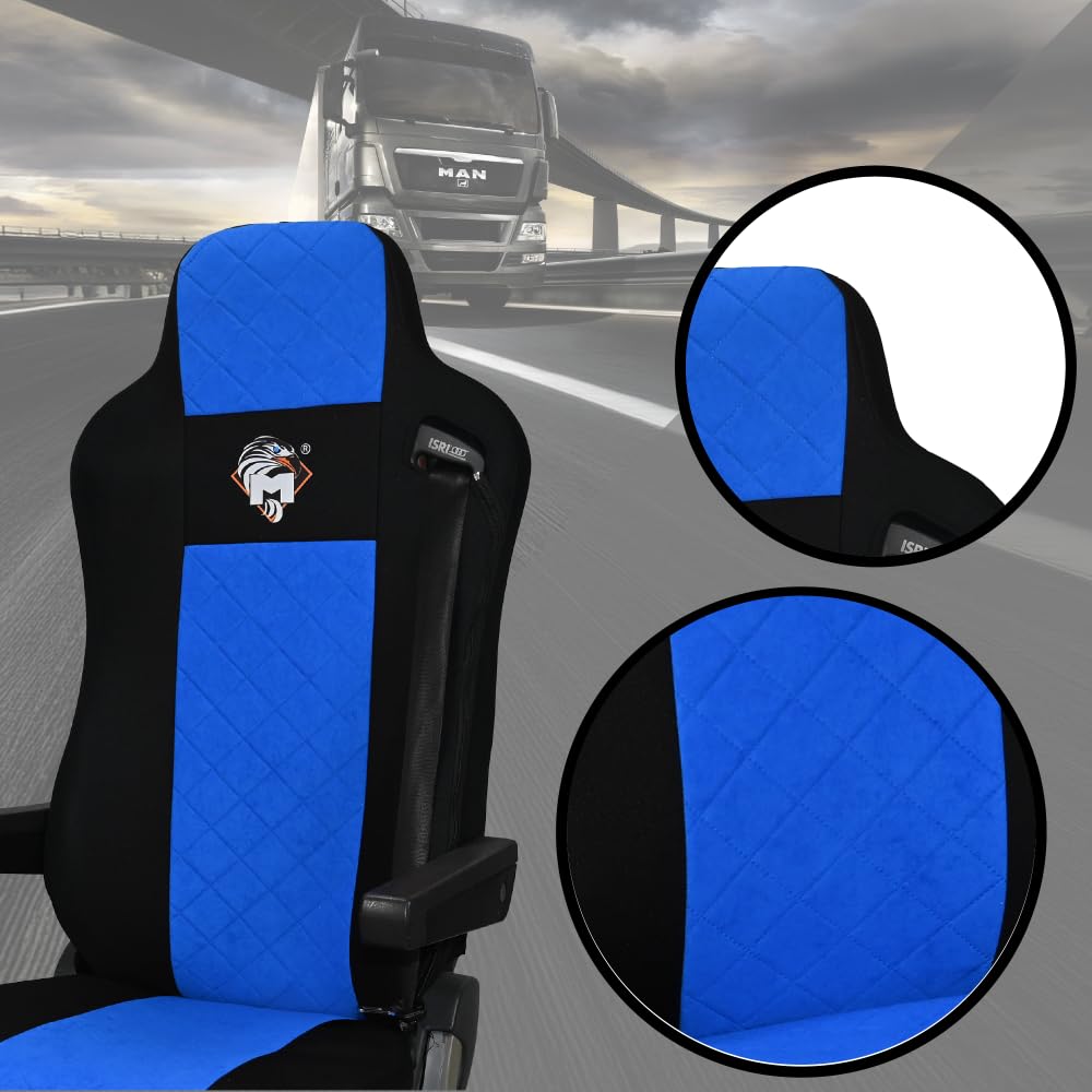 SABA Funda de Asiento para Man TGA 2000, TGM, TGL 2005, TGX, TGS 2007, 1 cinturón de Seguridad Azul Accesorios de protección para Asientos de Camiones