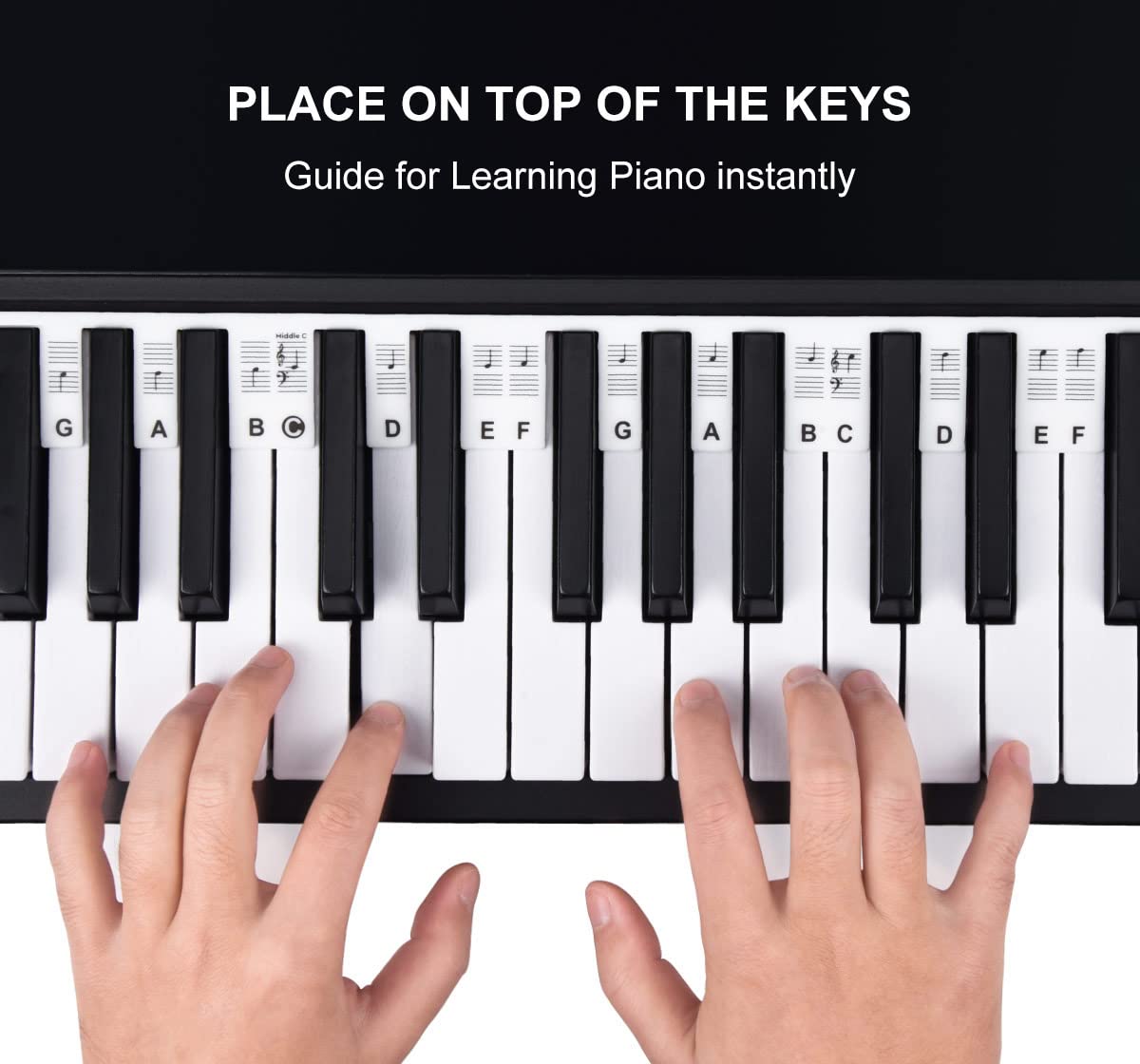 Autocollants Pour Touches De Piano, 2 Sets, Notes Et Lettres, Pour Débutants - Faciles à Poser Et à Enlever, Aide à L'apprentissage