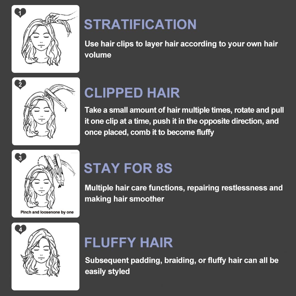 Hair Brush, JINRI Hair Iron, Pumped-Up Volume, Adjustable Temp, 360 ° Tail Rotation, Lasting Volume, for Short Or Thin Hair, Dual Voltage (100-240V), Volumizing Hair Iron, Purple, 1.38 inch - Image 4