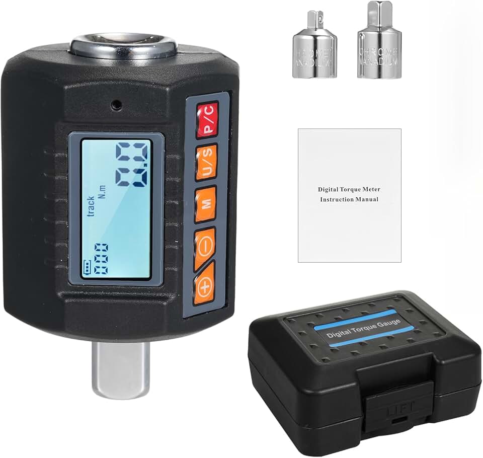 Chave de Torquímetro com Display Digital ENC-340 Testador Torque Acoplamento 1 2 Adaptadores Incluídos Alarme Sonoro e Visual Alta Precisão 4 Unidades Luz Fundo