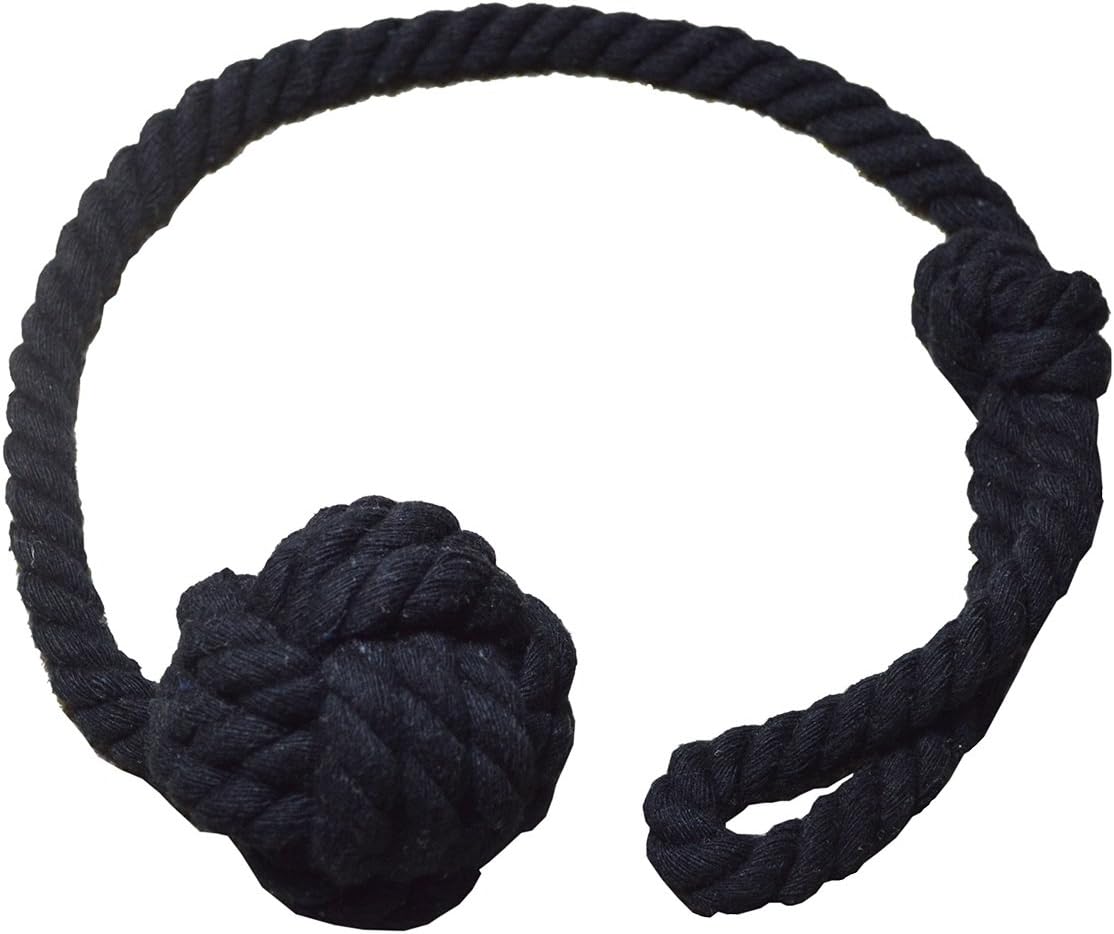Set of 2 Cotton Rope Knot Tie-Backs, Drape Holdbacks, Curtain Tiebacks, Black