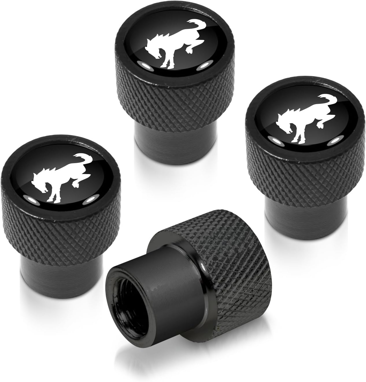 iPick Image for Ford Bronco Black Easy-Grip Aluminum Tire Valve Stem Caps