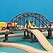 Wooden Train Track Bridge Toy Set 2Pcs Railway Bridge Replacement Compatible with Thomas Friends and Major Train Systems 12.8In Model for Kids Building Play