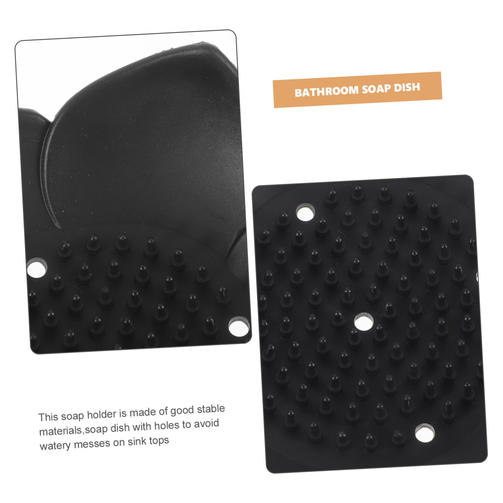 Cabilock Jabonera De Silicona con Drenaje Soporte De Jabón Portátil para Baño Encimera Y Viaje Diseño Antideslizante Y De Limpiar Color Negro 4 Piezas X 5