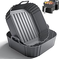 Vista 9 de Forros cuadrados de silicona de 8.5 pulgadas para freidora de aire, paquete de 2 forros reutilizables para freidora de aire Ninja AF141 AF142 AF181