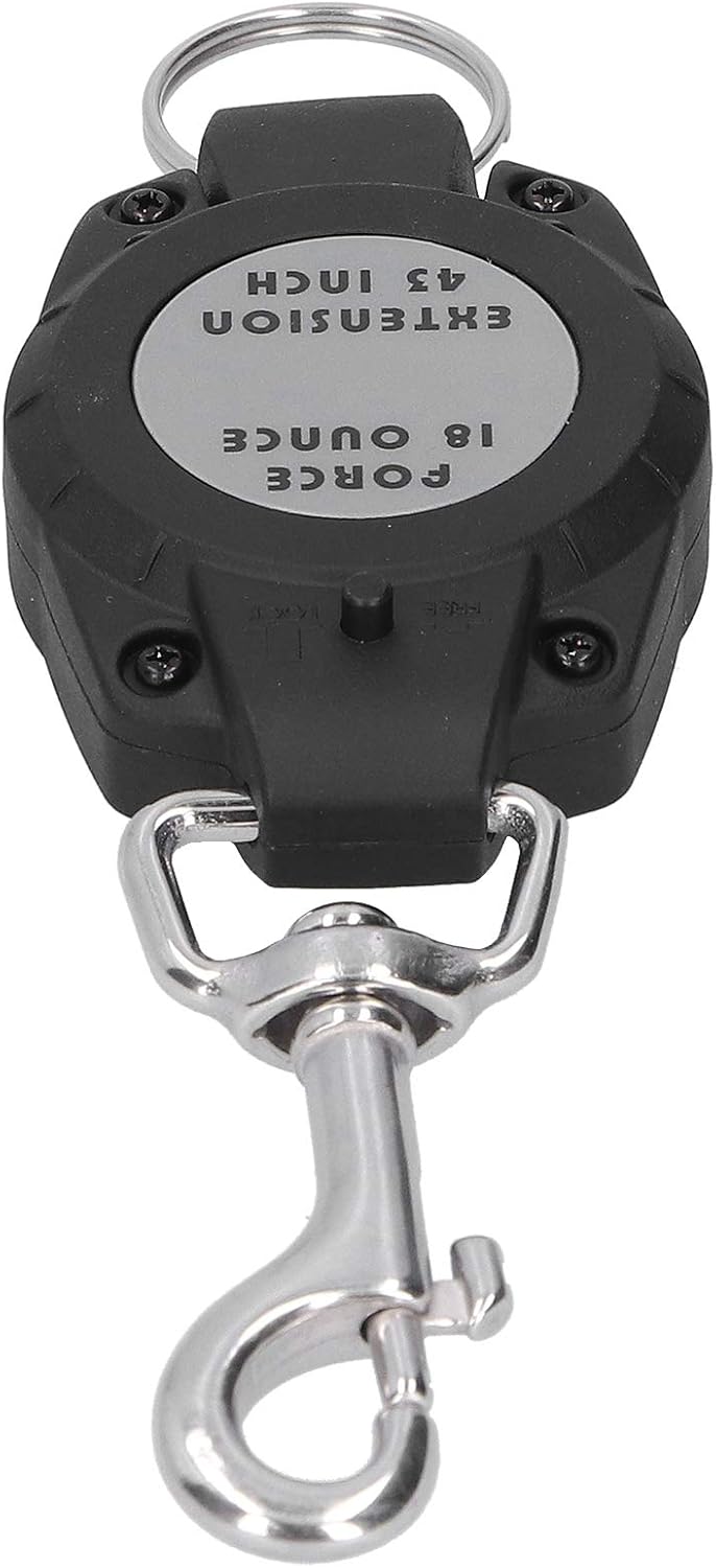 Retractable Diving Keychain | Security Rope with Stainless Steel Hook | Tool Tether for Scuba Gear/Cameras/Flashlights | Lock Switch, 147g Lightweight