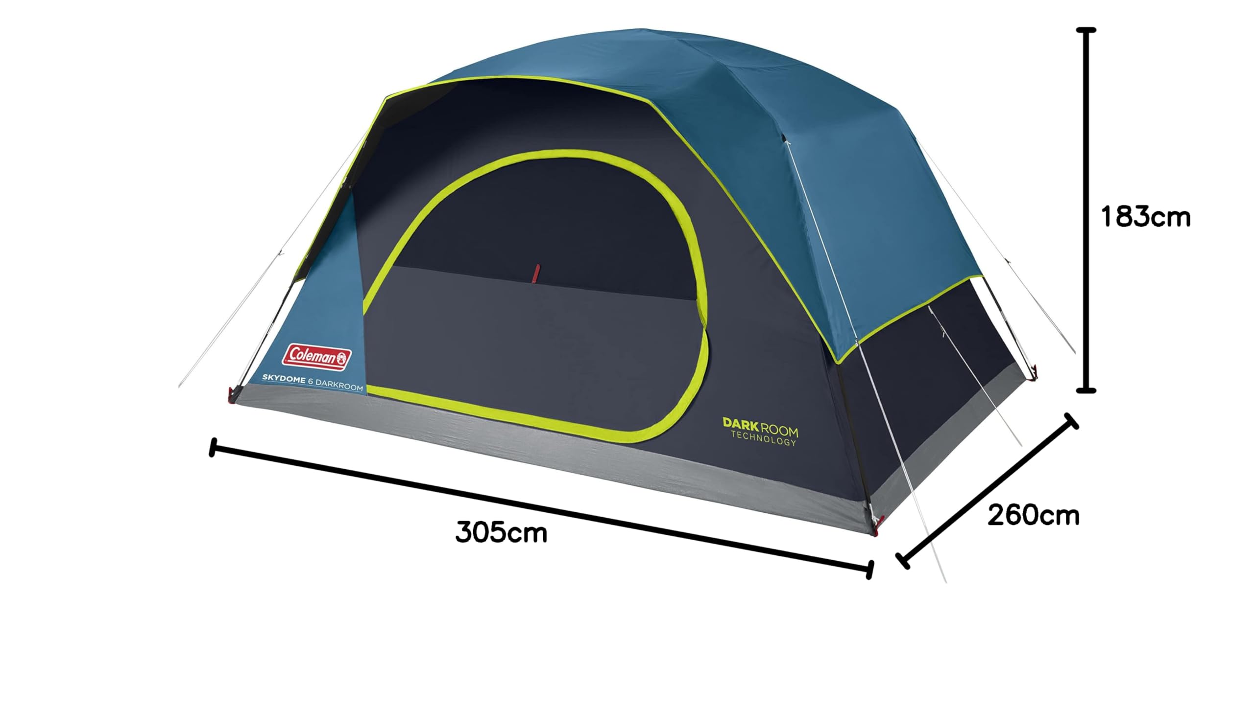 Coleman Skydome 6, Tenda, grande tenda da campeggio per 6 persone, montaggio rapido, teloni completamente integrati, Dark Room Technology per una cabina notte oscurata e più fresca, 100% impermeabile