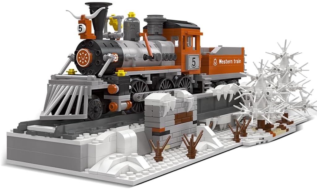 Lekeinchi Train Building Bricks Set 853 Pieces Western Steam Train