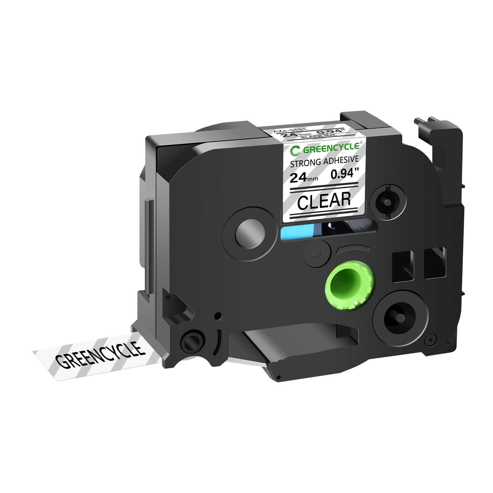 GREENCYCLE Extra Strength Label Tape TZe-S151 24mm 0.94" Laminated Clear Compatible for Brother P-Touch TZeS151 TZ-S151 TZe TZ 1 inch Black on Clear Label Tape for PT2730 PT9600 PTH500LI, 20 Pack