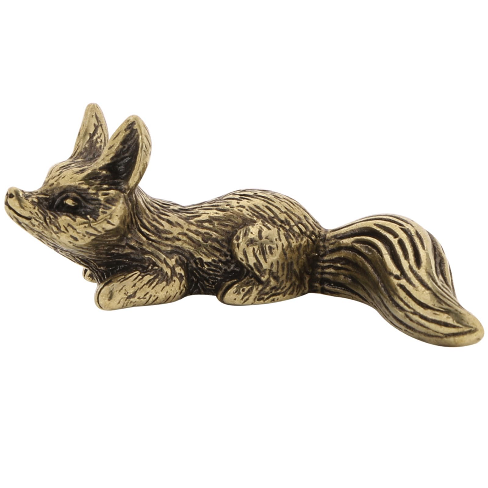 Lerpwige Ancient Antique Metal Foxes Miniature Statue Compacts Home Accent Decorative Piece with Intricate Carving Detail Antique Metal Foxes Figurine
