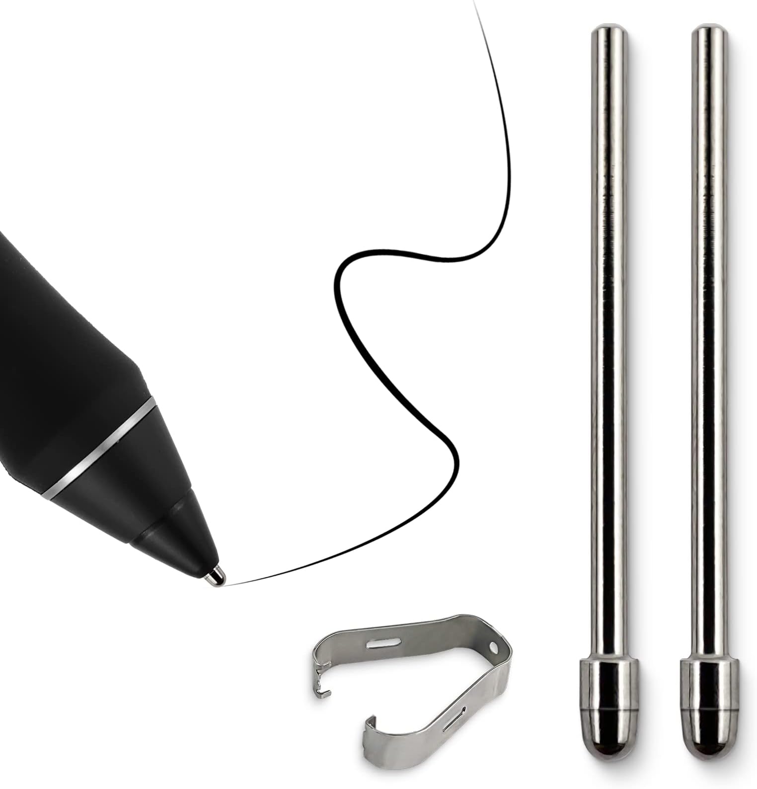 Titanium Alloy Fine Pencil Nibs Compatible with Wacom Pro Pen 2 , No Wear Out Replacement Stainless Tips fits for WACOM Cinitq 16 DTK1660,Intuos Pro PTH660 Wacom Cintiq Pro DTH2420,2 Pcs