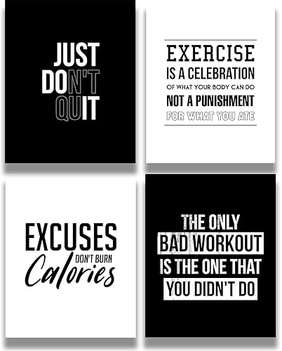 Govivo Motivational Wall Art, Gym Wall Decor, Set of 4