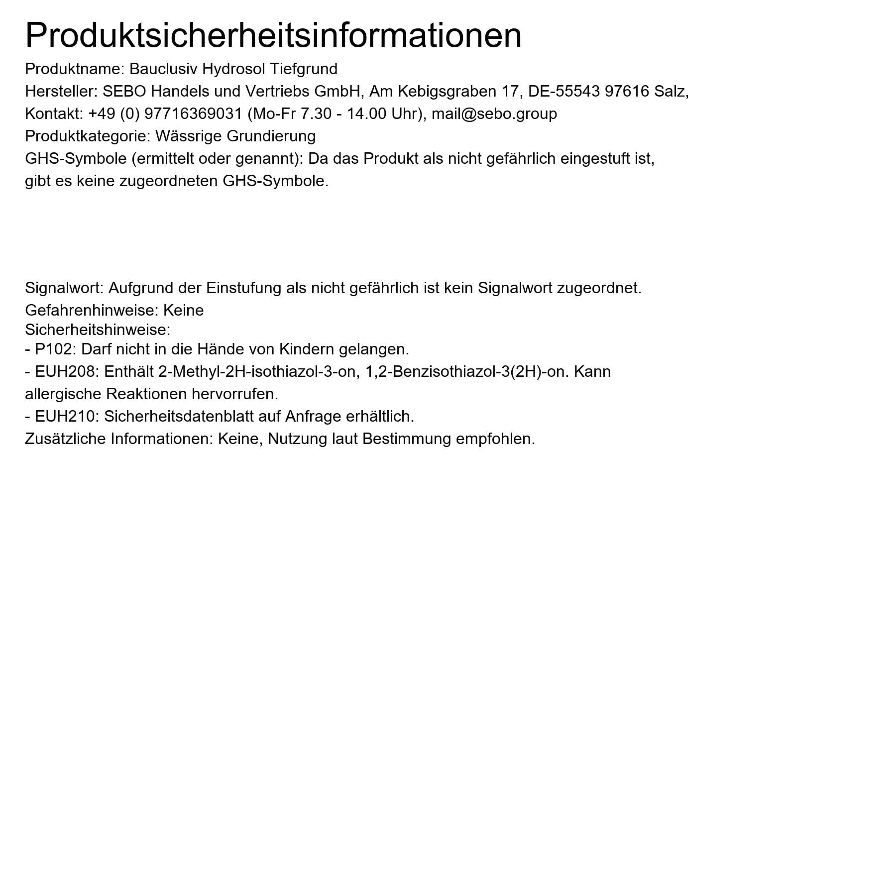 Tiefengrund Bauclusiv Hydrosol farblos 3 x 10l