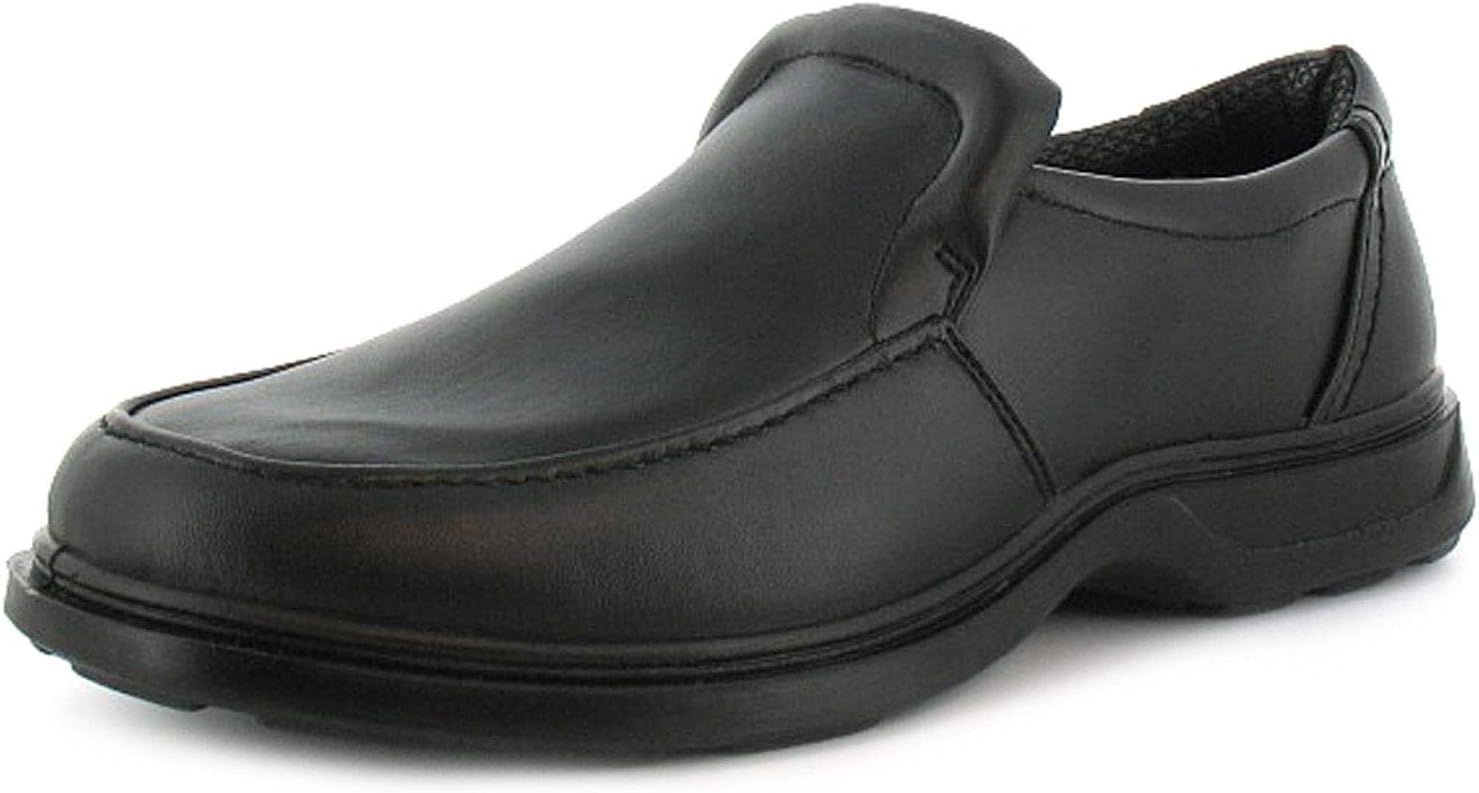 Comfisole Robin Mens Smart Shoes – Slip-On Smart Wide Fit Black School Shoe & Work Shoe. Comfortable Casual Lightweight Wide Fit Shoes for Men UK