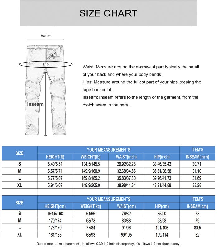 LANBAOSI, Pantalones de Senderismo para Hombre, Pantalones Forrados de Lana de Invierno, Ropa de Trabajo térmica para Exteriores Softshell, Pantalones Impermeables para Caminar, esquí, Golf