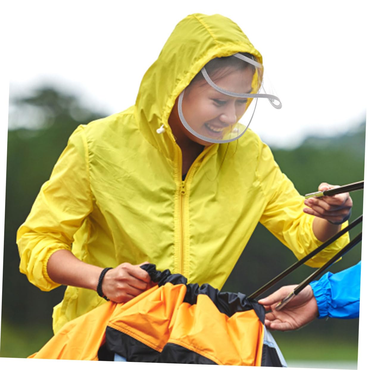 GALPADA 2pcs raincoat hat brim shield water proof shield visor for raincoat hat protection cover face safety mask transparent raincoat hat visor plastic poncho face