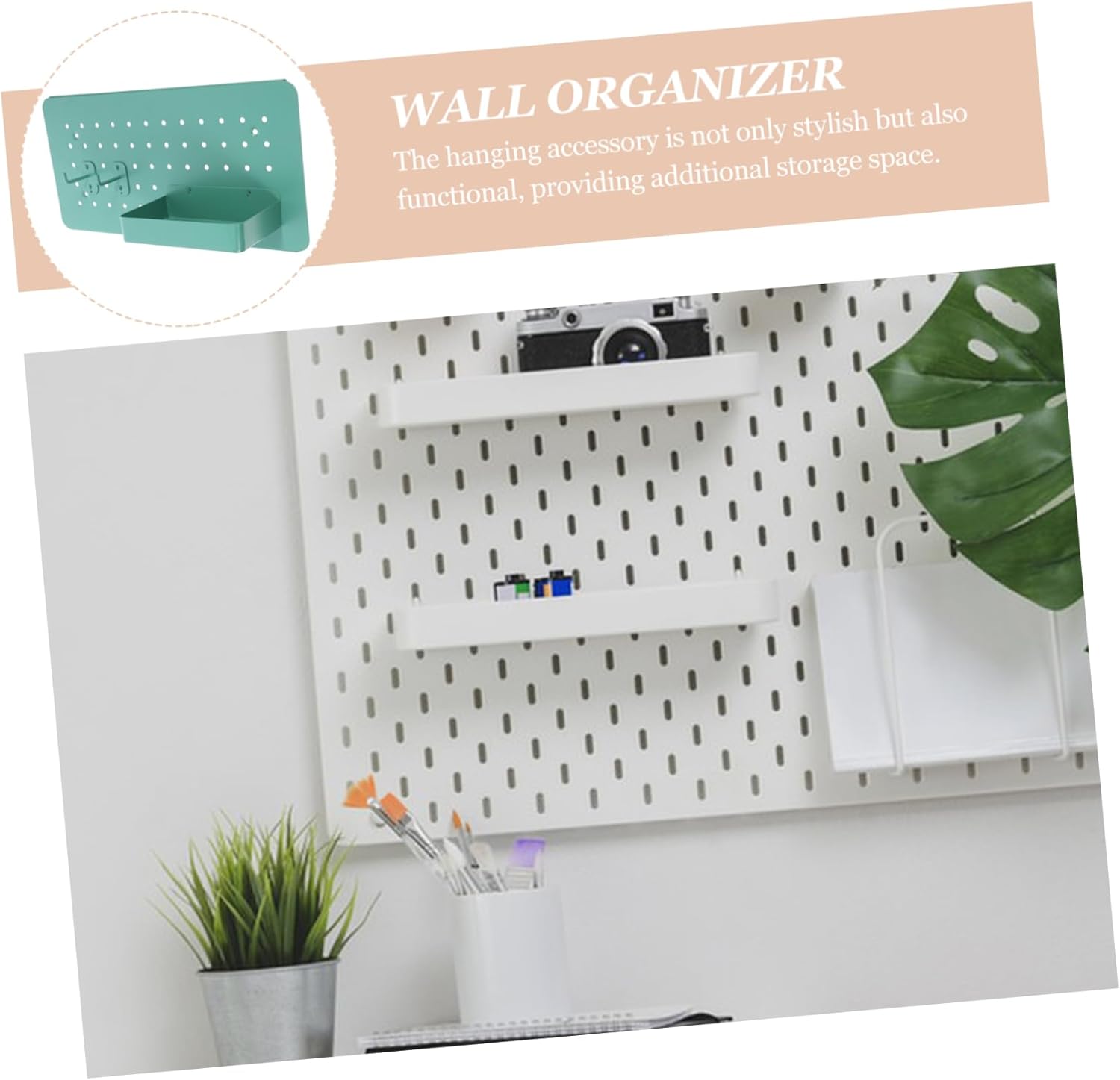 PRETYZOOM Pegboard Wall Organizer with Storage Box Desktop Pegboard Storage Rack with Hooks for Craft Room Office Desk Organizer Adjustable Wall-Mounted Display