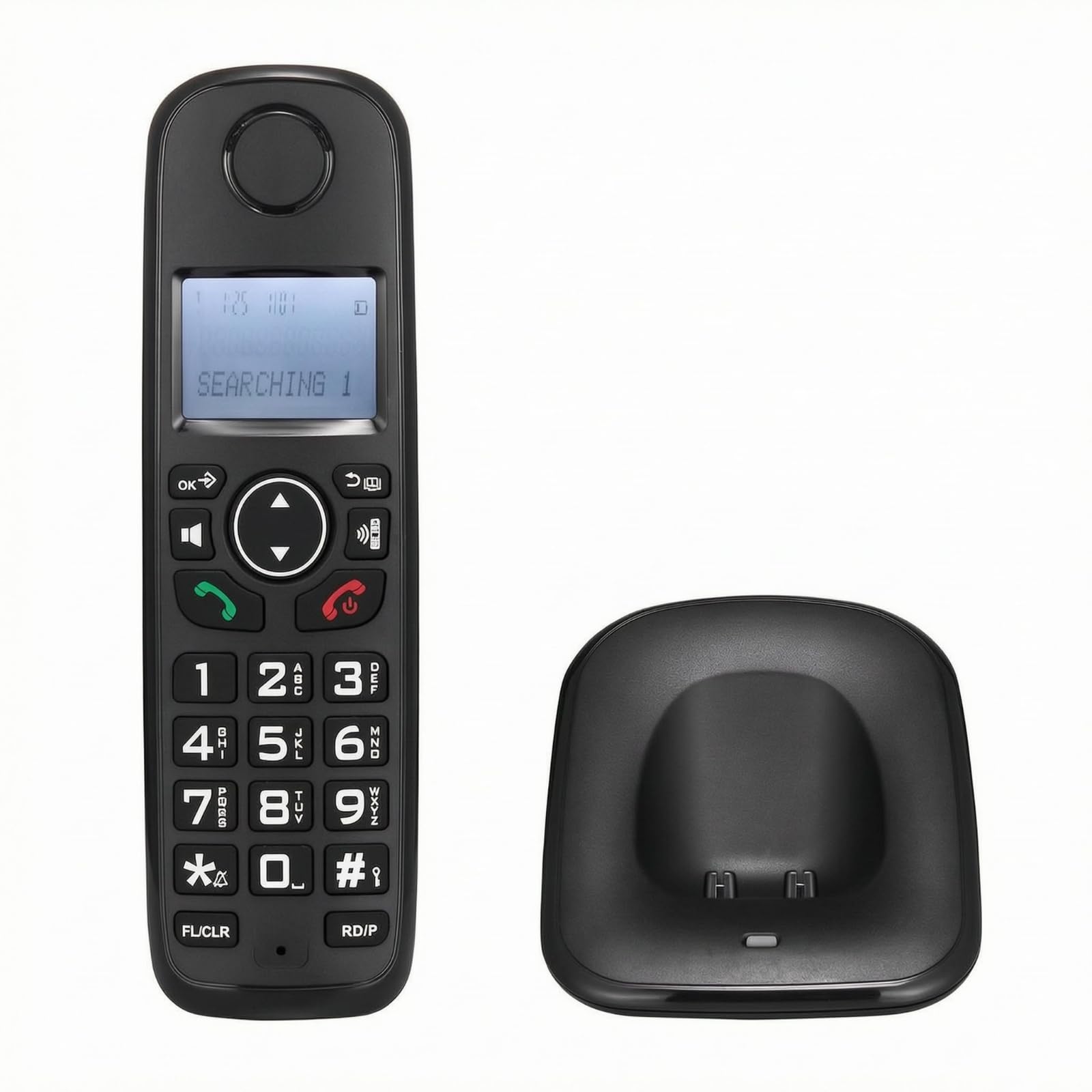 Backlit Display Digital Cordless Phone Numeric Keypad Cordless Handset Matte Black Phone Charging Base Compact, European Standard-image-14