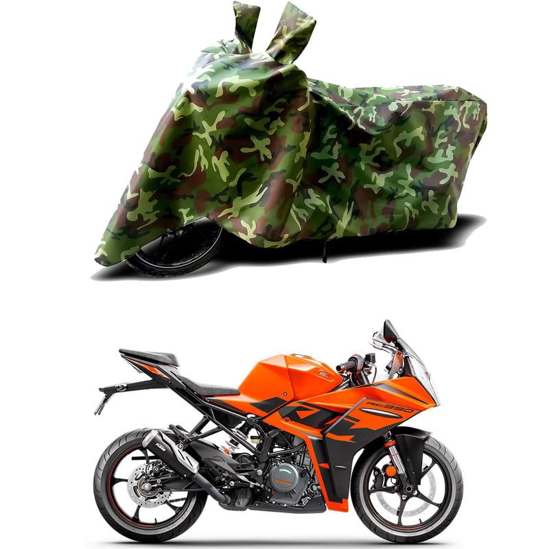 Image of 100% Water Resistant Bike Scooty Two Wheeler Body Cover Compatible for KTM 2022 RC 390 GP Edition /UV-Rays /Heat Protection /Birds Dropping /Scratchproof /Dust Proof /Waterproof /All [Green MJ]