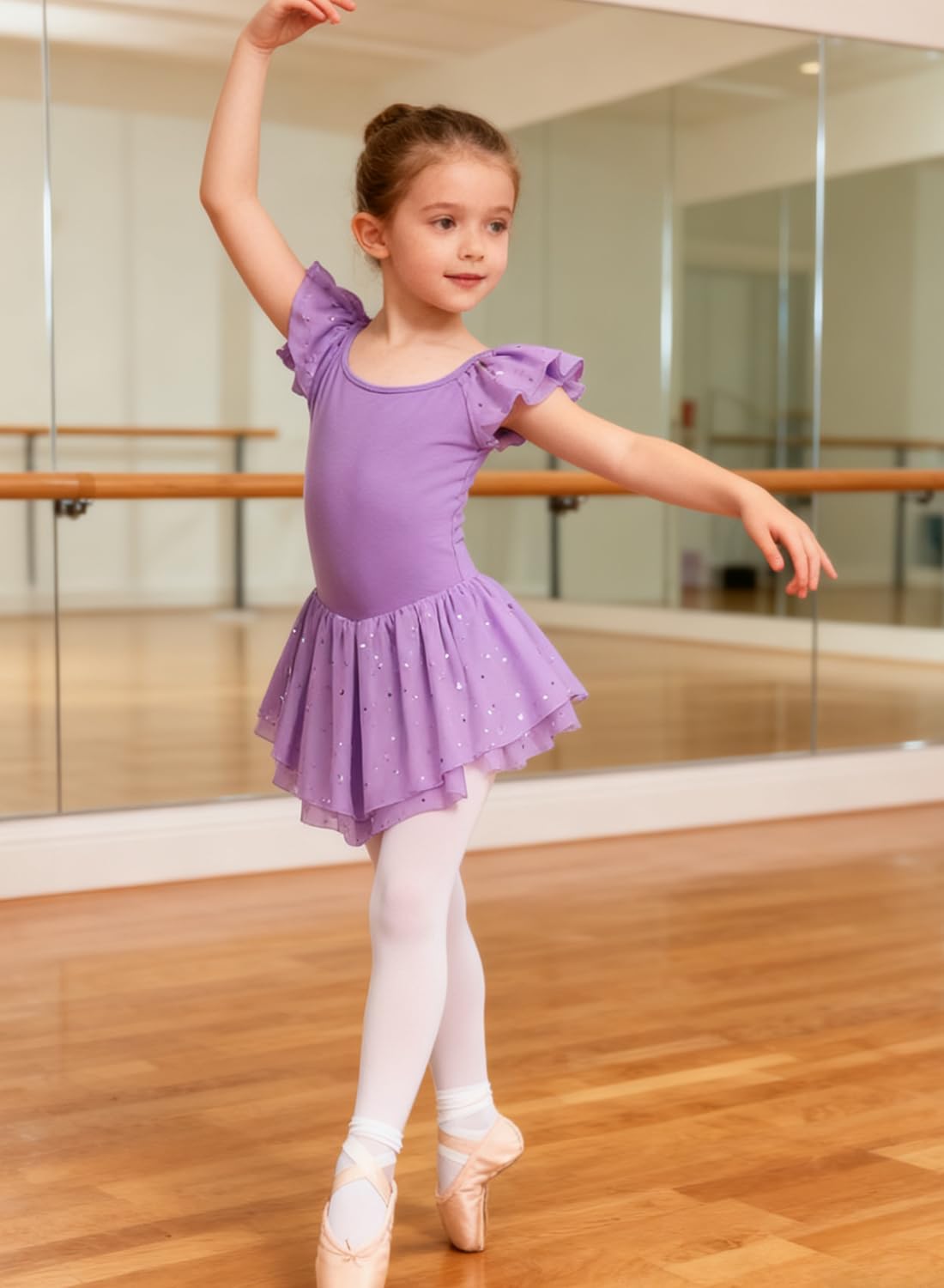 Idgreatim 2-9T Toddler Girls Ballet Leotard Kids Ballerina Oufit Ruffle Sleeve Dance Dress