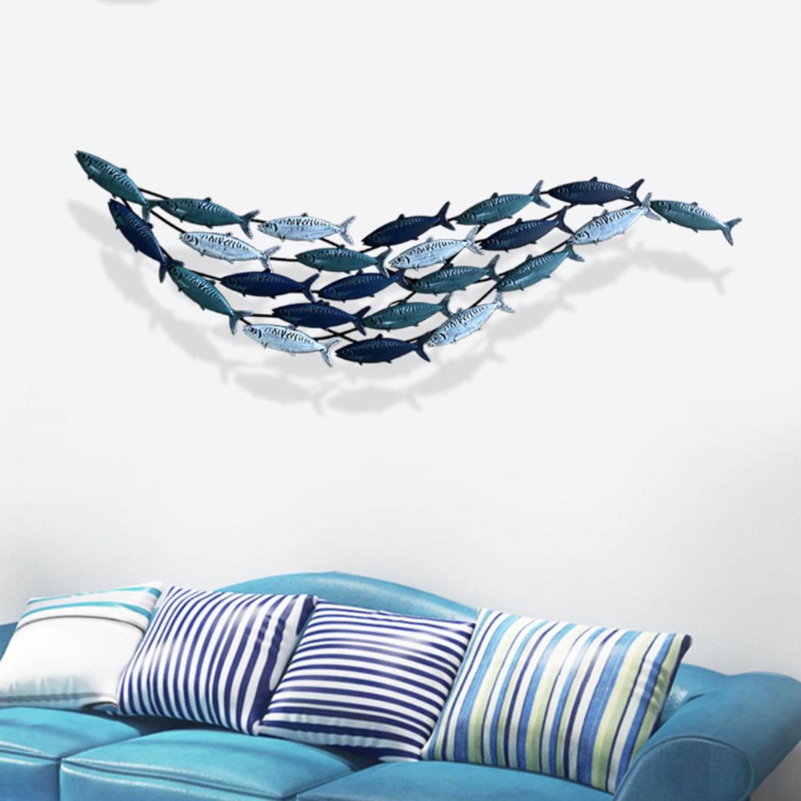 Sztuka dekoracji ścian i metali 3D Ocean Metal Fish Wall Art Decor, Abstrakcyjna Rzeźba Ścienna Ryba, Ręcznie Robione Wiszące Ozdoby Dekoracja Do Salonu/Sypialni