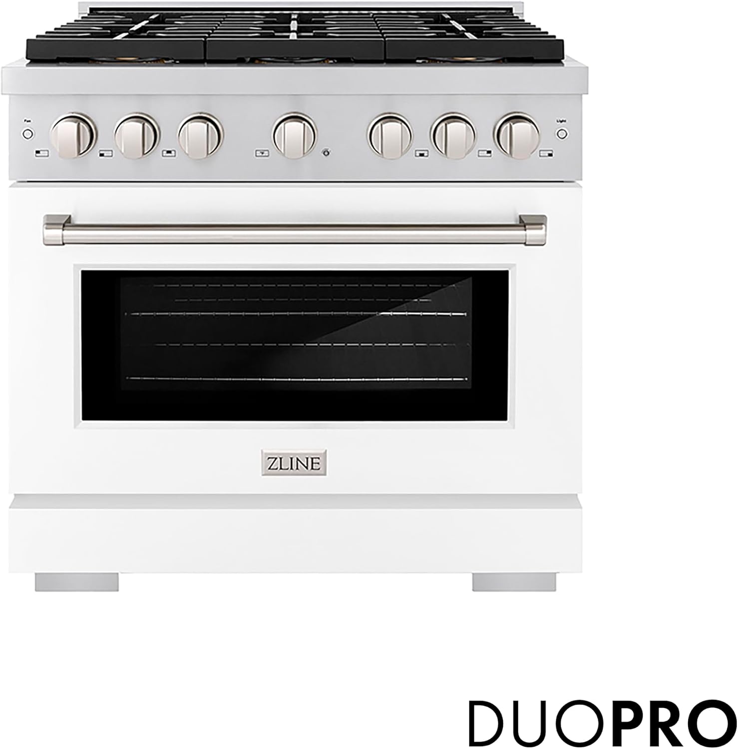 ZLINE 36 in. 5.2 cu. ft. Paramount Dual Fuel Range with 6 Burner DuoPro™ Cooktop and Electric Convection Oven with White Matte Door (PSDR-WM-36)