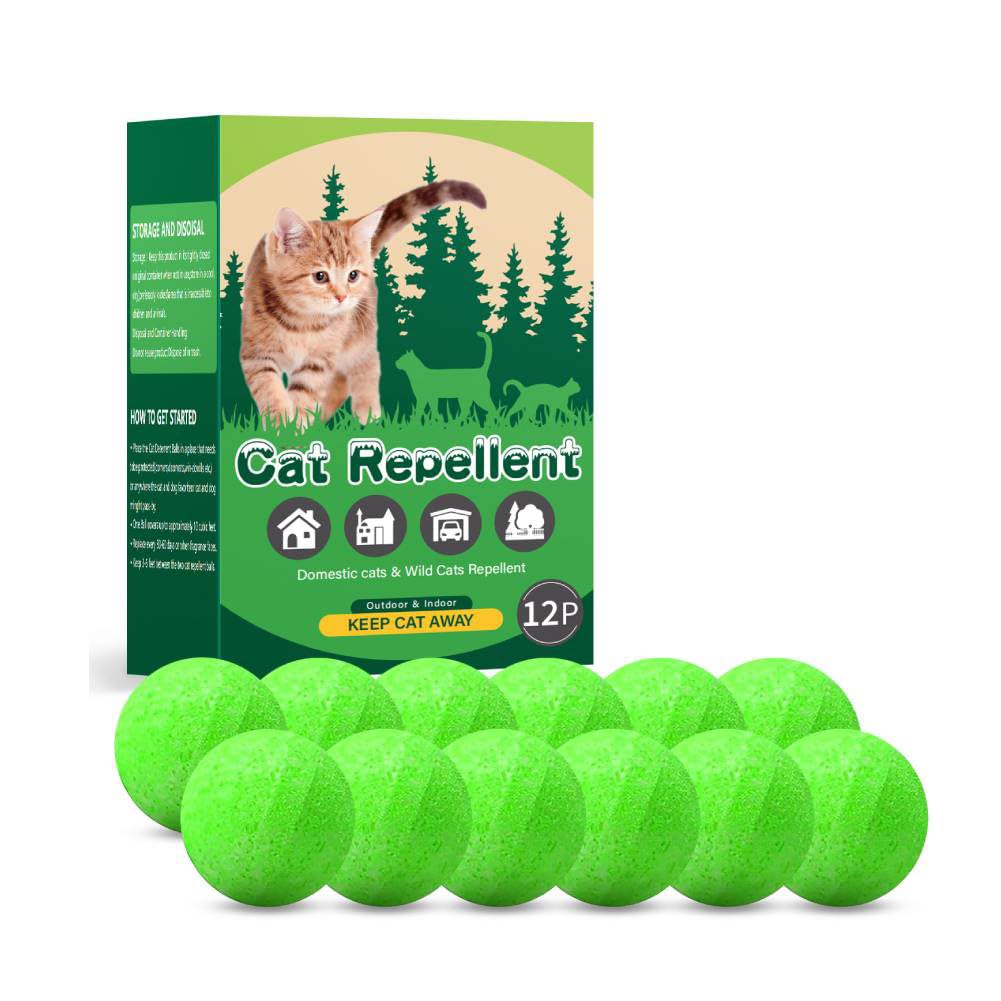 Confezione da 12 deterrenti per gatti per esterni e interni, olio di menta piperita naturale, deterrente per gatti, palla deterrente per cani per tenere i gatti lontani dal prato, cortile