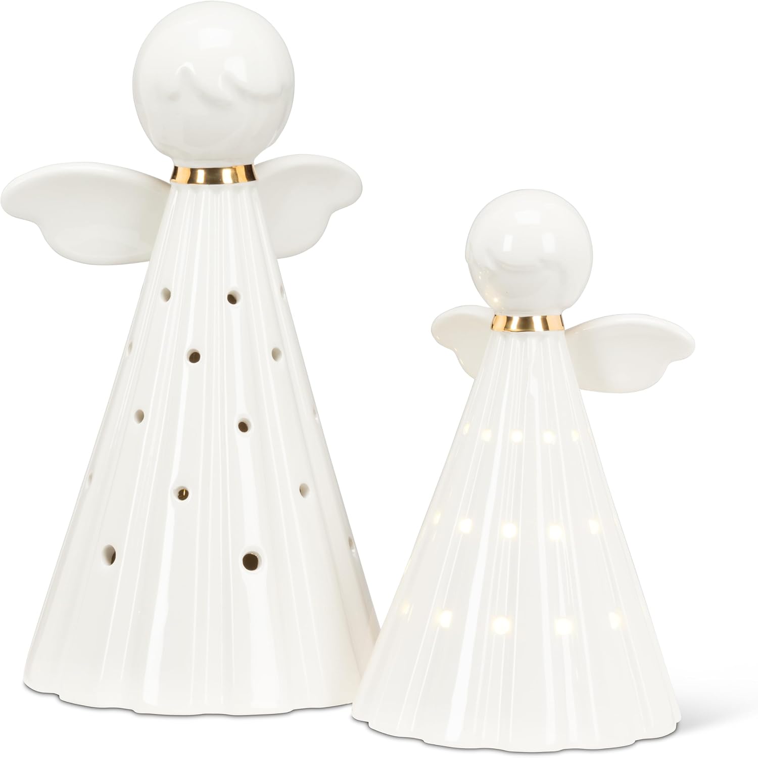 Abbott Collection Large Simple Angel Decorative Figurine with LED Lights - Ceramic, White (8 inches H) image 2