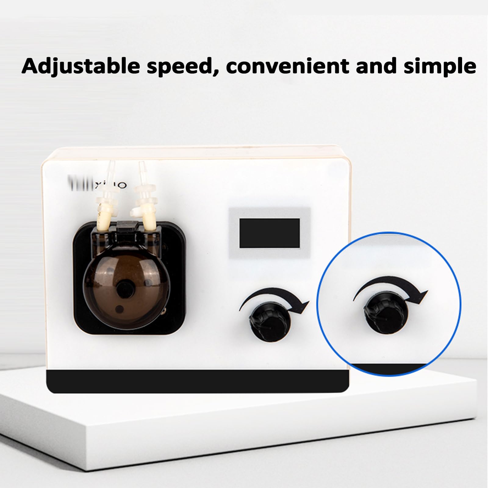 Intelligente Schlauchpumpe, Labordosierpumpe, einstellbarer Durchfluss 0-40 ml/min, OLED-Display, Fußschalter, Silikonschlauch für Labor und Aquarium