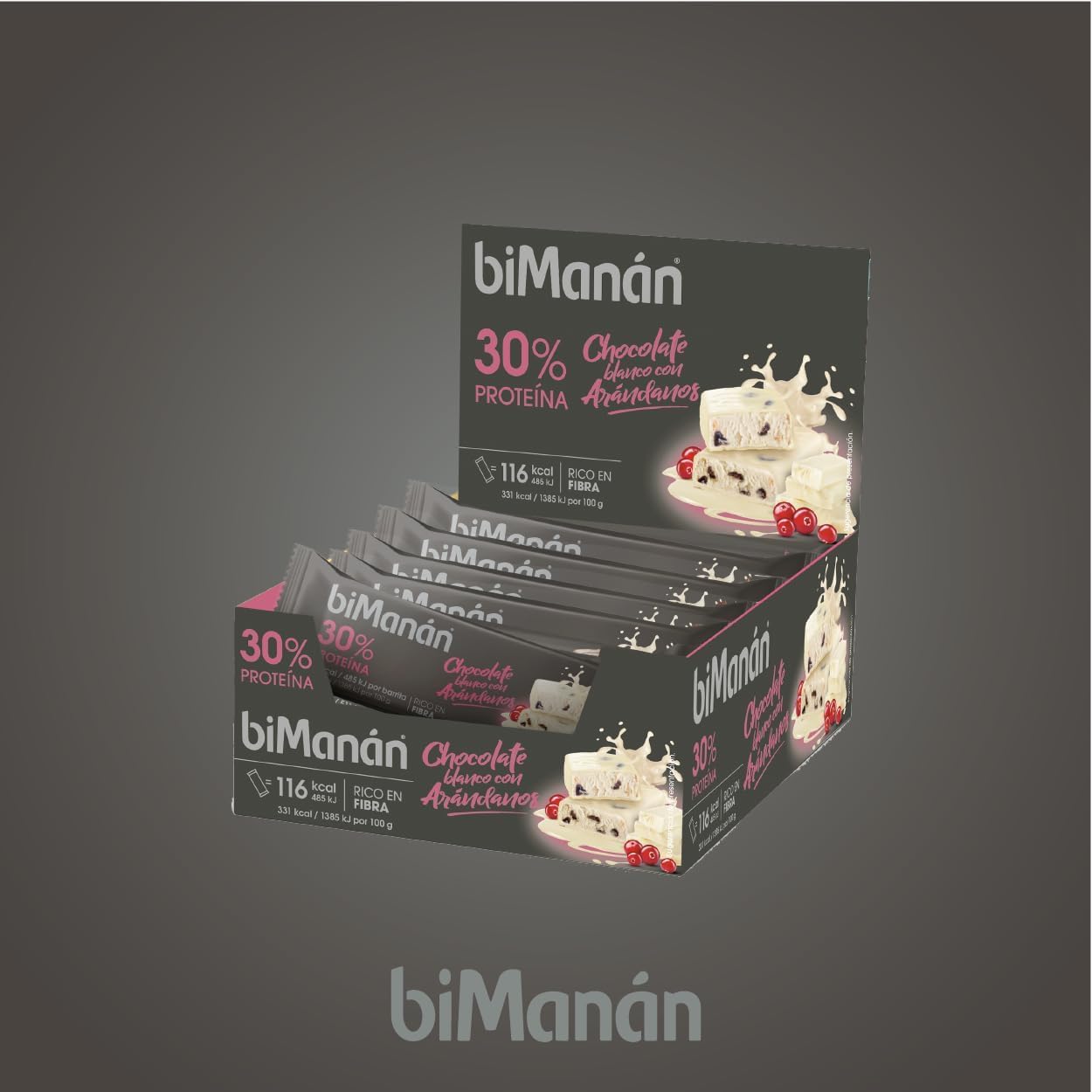 biManán beFIT Barrita Proteína Chocolate Blanco con Arándanos, Para Tonificar Tu Masa Muscular - Expositor 20 unidades