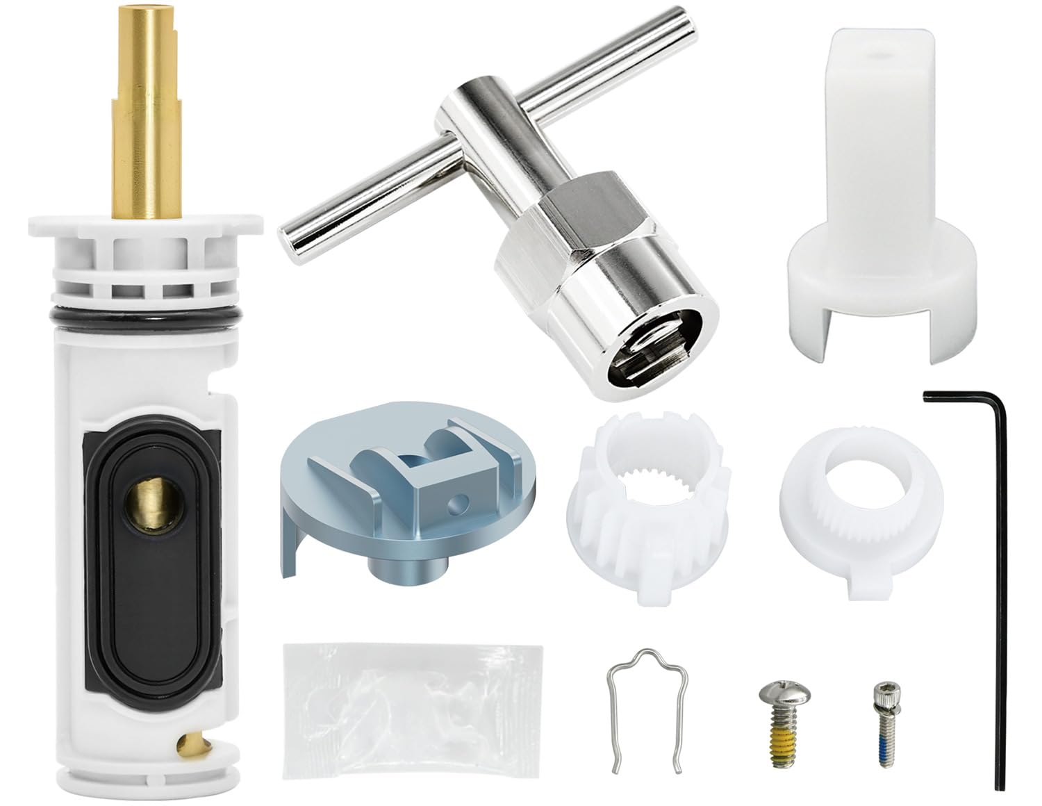 1222/1222B Cartridge Pressure Balancing with 104421 Removal Tool & 116653 Handle Metal Adapter Replacement,Compatible with Moen Posi Temp Single Handle Tub/Shower Faucets Plumbing Repair Kit,Brass