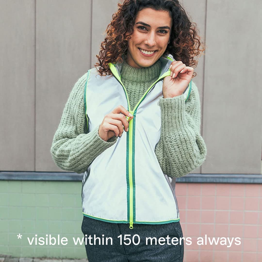 gofluo. Darknight Gilet réfléchissant – Darkjacket – Fluo Neon – Gilet de sécurité – Gilet réfléchissant – visible dans l'obscurité pour les randonneurs, le jogging, le vélo, la moto – Gris