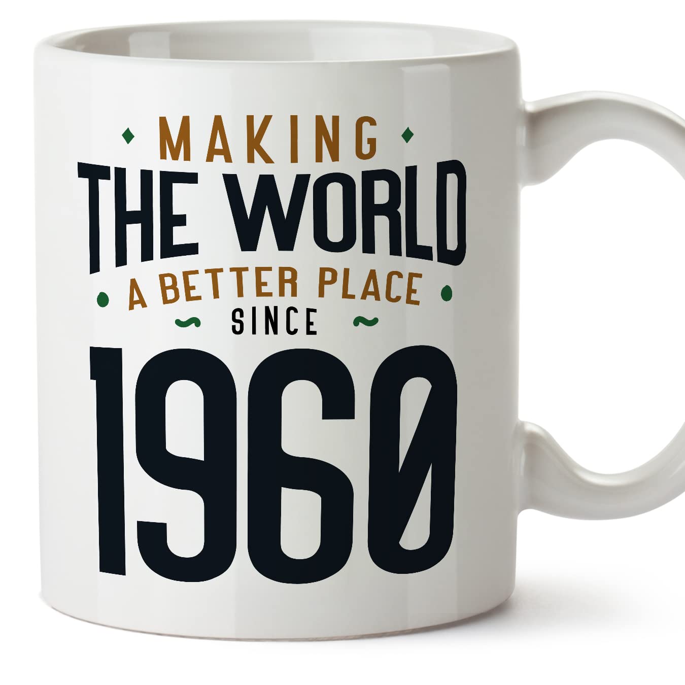 MUGFFINS 1960 Birthday Mug - in English - Making the World a Better Place - Funny Anniversary Present - 11 oz — image 1
